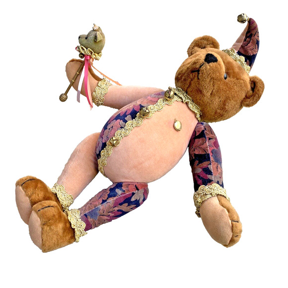 Handmade BALLARD BAINES BEAR CO JESTER Bear Plush Fully Jointed Posable 1990's - Picture 5 of 11